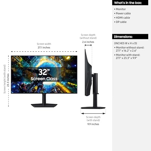 Samsung 32-in Computer Monitor - WOLED, UHD, 165Hz (DLG FHD 330Hz), Black Design, HAS - LS32HG732SNXZA (2026)