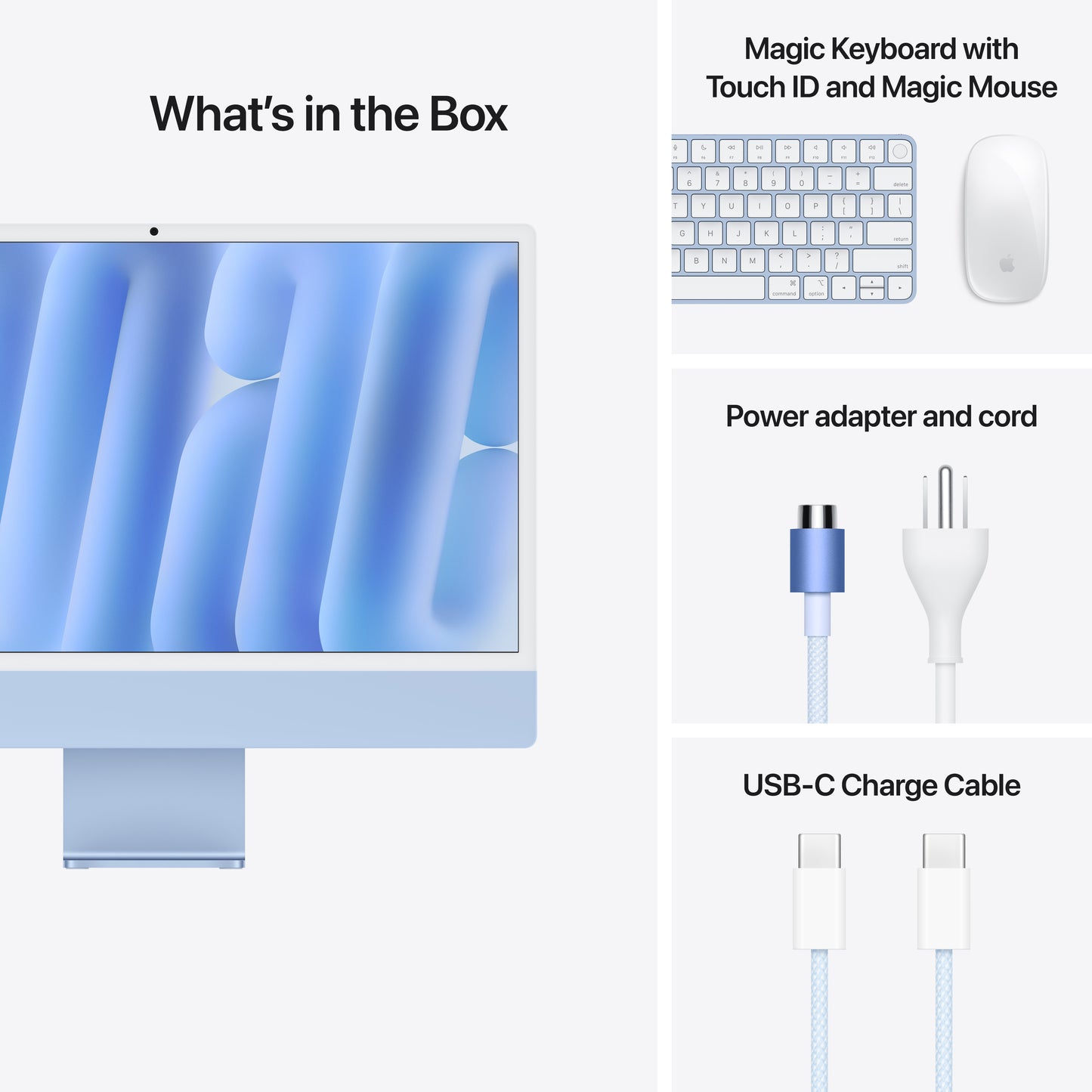 Apple 24-inch iMac with Retina 4.5K display: M4 chip w 10C CPU / 10C GPU, 512GB SSD, 24GB Memory - Blue - MD2T4LL/A (Fall 2024)