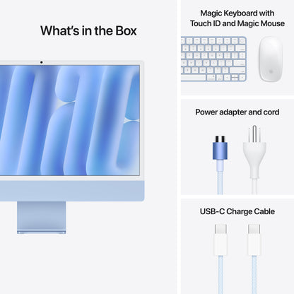 Apple 24-inch iMac with Retina 4.5K display: M4 chip w 10C CPU / 10C GPU, 512GB SSD, 24GB Memory - Blue - MD2T4LL/A (Fall 2024)