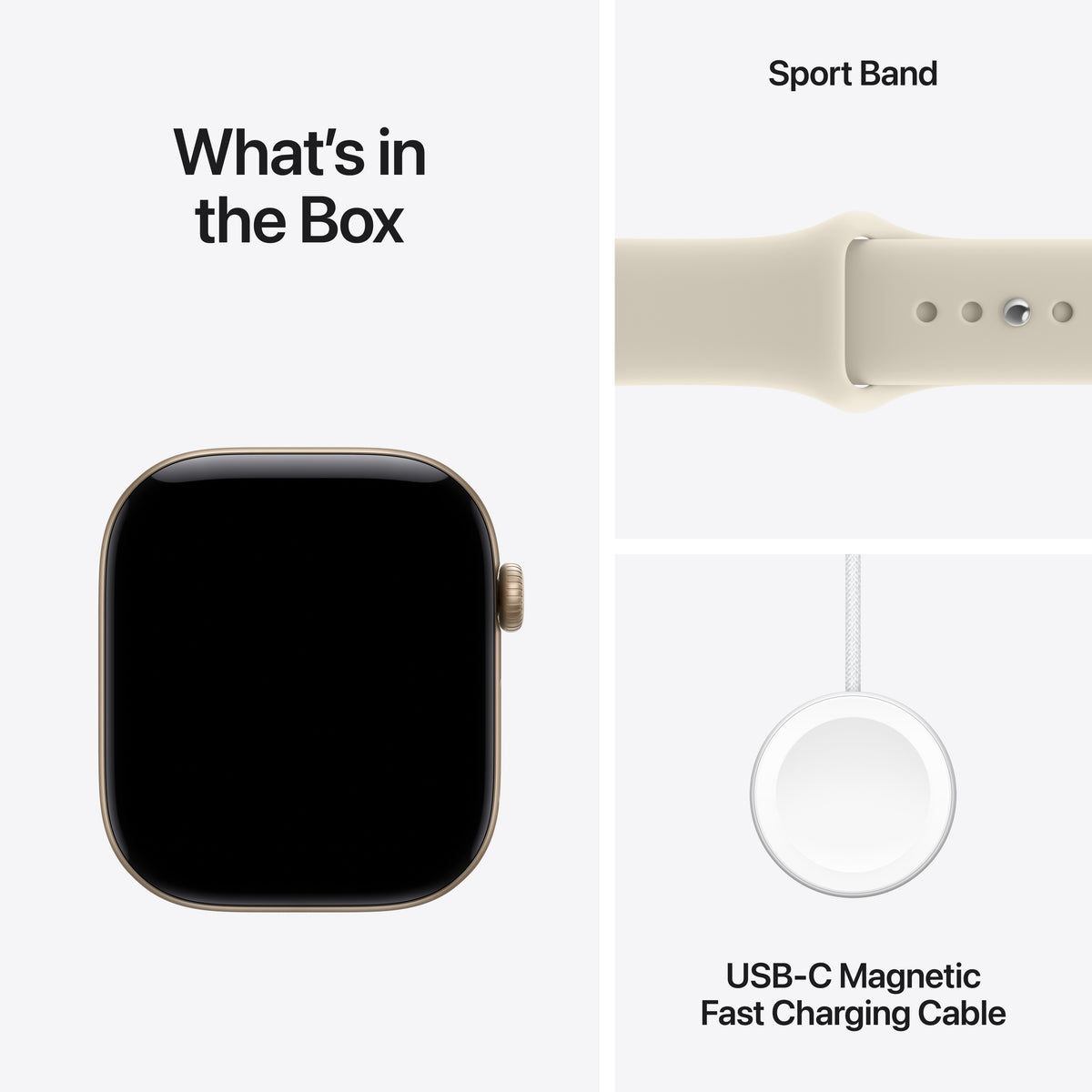 Apple Watch Series 12 GPS 46mm Light Gold Aluminum Case with Sand Sport Band - M/L - MJEP4LS/A (2026)