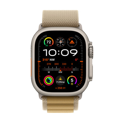 (Open Box) Apple Watch Ultra 2 GPS + Cellular 49mm Natural Titanium Case with Tan Alpine Loop - Medium - MX4F3LW/A (2024)