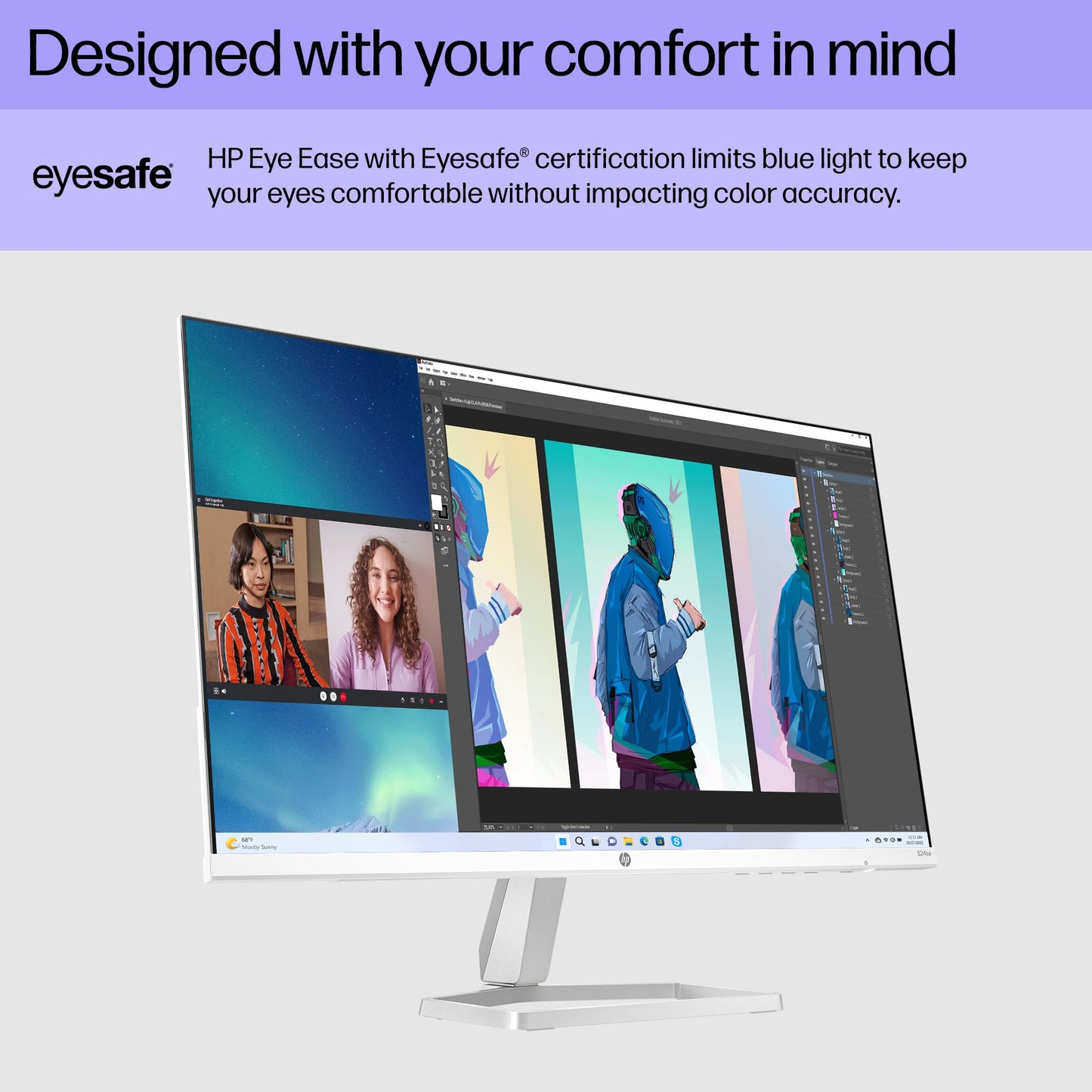 (Open Box) HP Series 5 24-in FHD Computer Monitor, Full HD, IPS Panel, 1500:1 Contrast, 300 nits, Eye Ease with Eyesafe Certification, 524sa