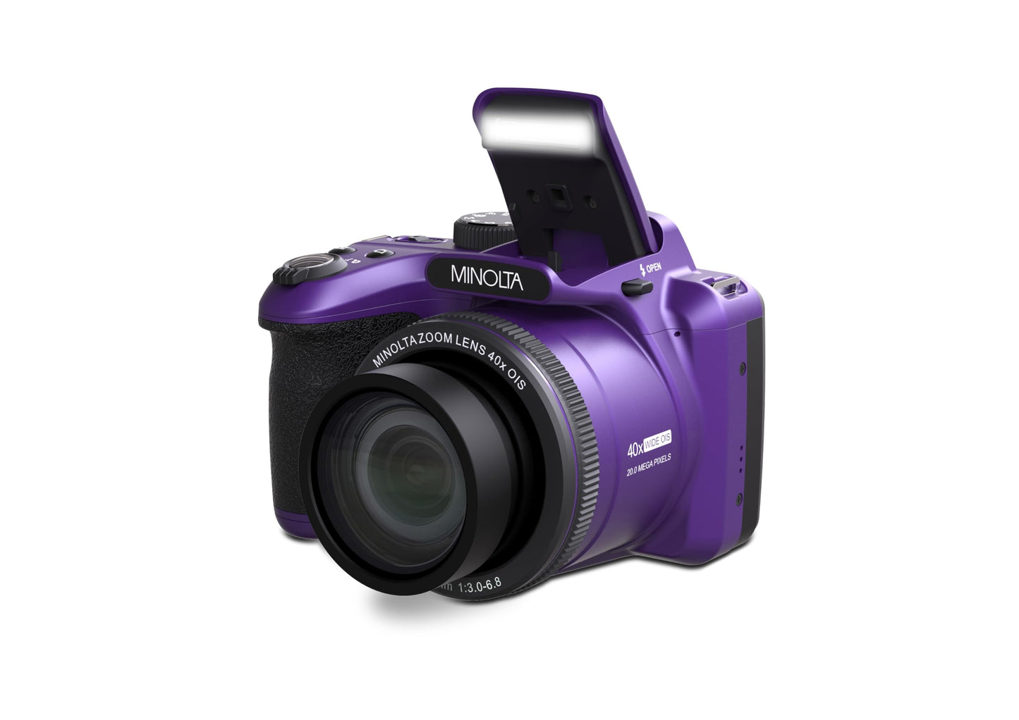Minolta MN40Z 20 MP / 1080P FHD Bridge Digital Camera w/40x Optical Zoom (Purple)