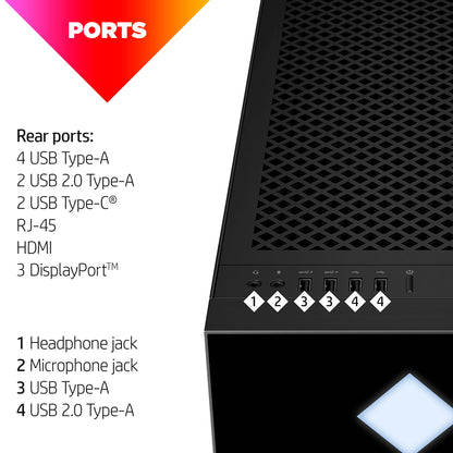 HP OMEN 45L Gaming Desktop Computer, Intel Core i7-14700K, 32GB, 1TB, NVIDIA GeForce RTX 4070 Super Ti Graphics - GT22-2060