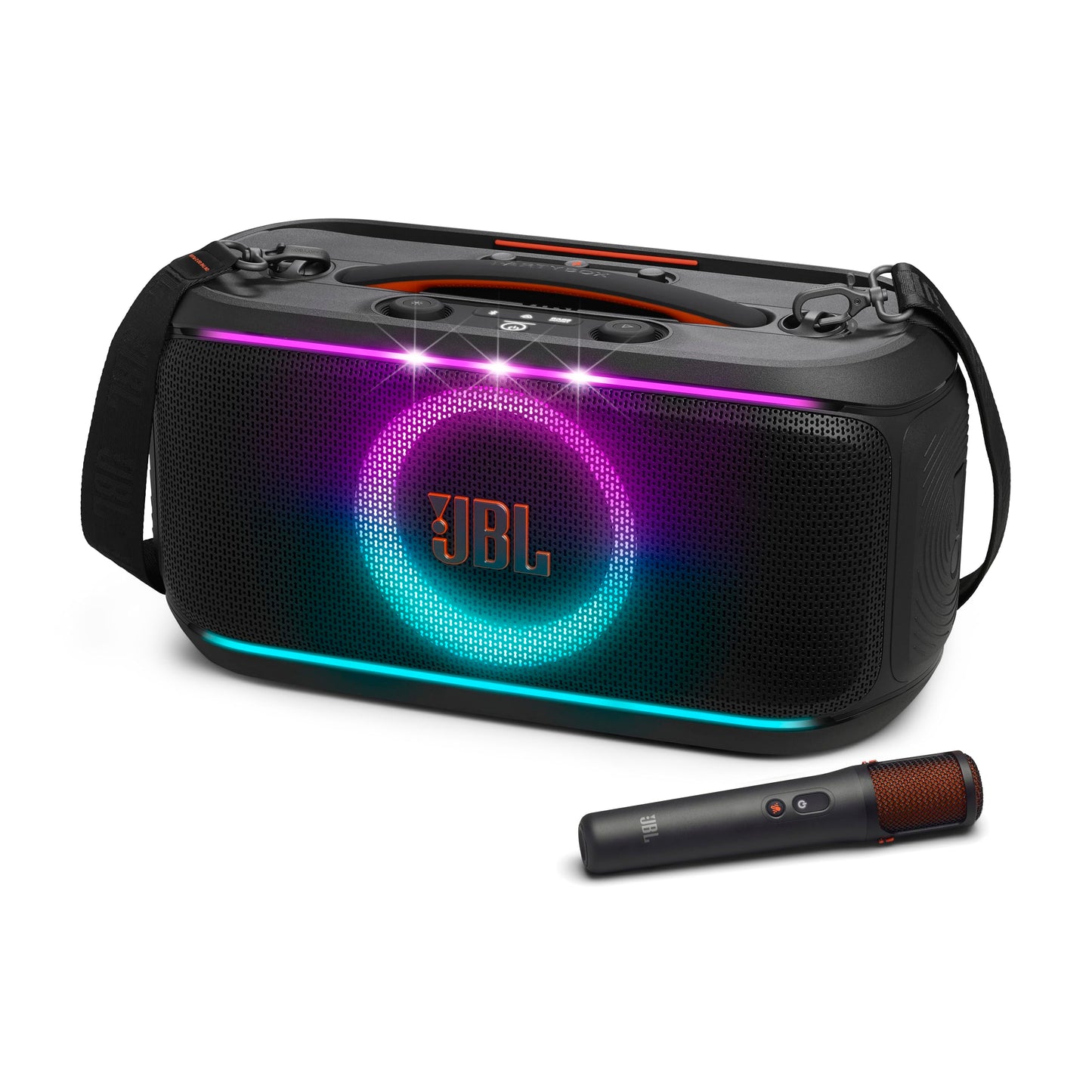JBL Party Box On The Go 2 Bluetooth Speaker - w/ AI enhanced microphone - Black