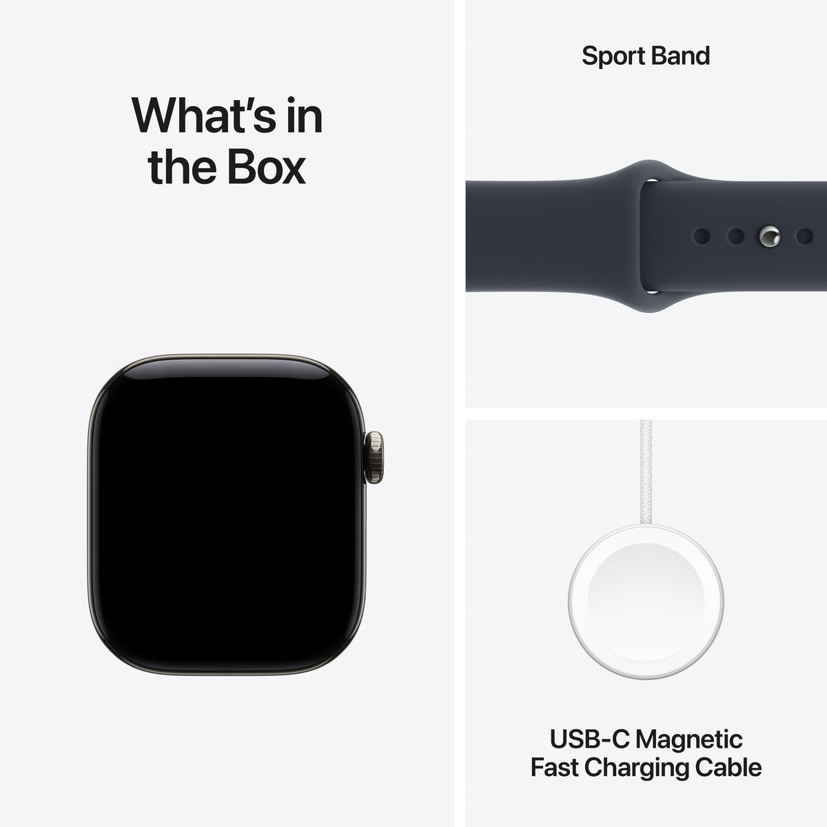Apple Watch Series 12 GPS + Cellular 42mm Natural Titanium Case with Navy Blue Sport Band - M/L - MJGG4LS/A (2026)