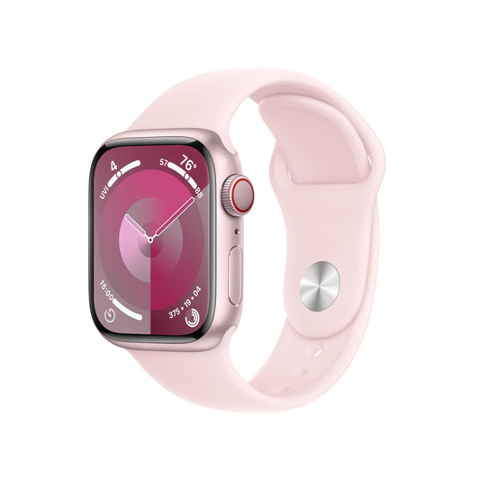 Apple Watch Series 9 GPS + Cellular 41mm Pink Aluminum Case with Light Pink Sport Band - S/M (2024)