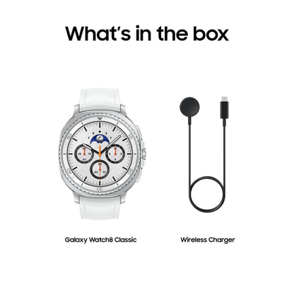 Samsung Galaxy Watch8 Classic Stainless Steel Smartwatch 46mm BT - White - (2025, SM-L500NZWAXAA)