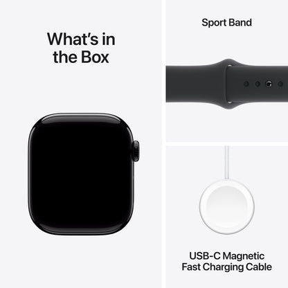 Apple Watch Series 10 GPS + Cellular 42mm Jet Black Aluminum Case with Black Sport Band - S/M - MWX63LW/A (2024)