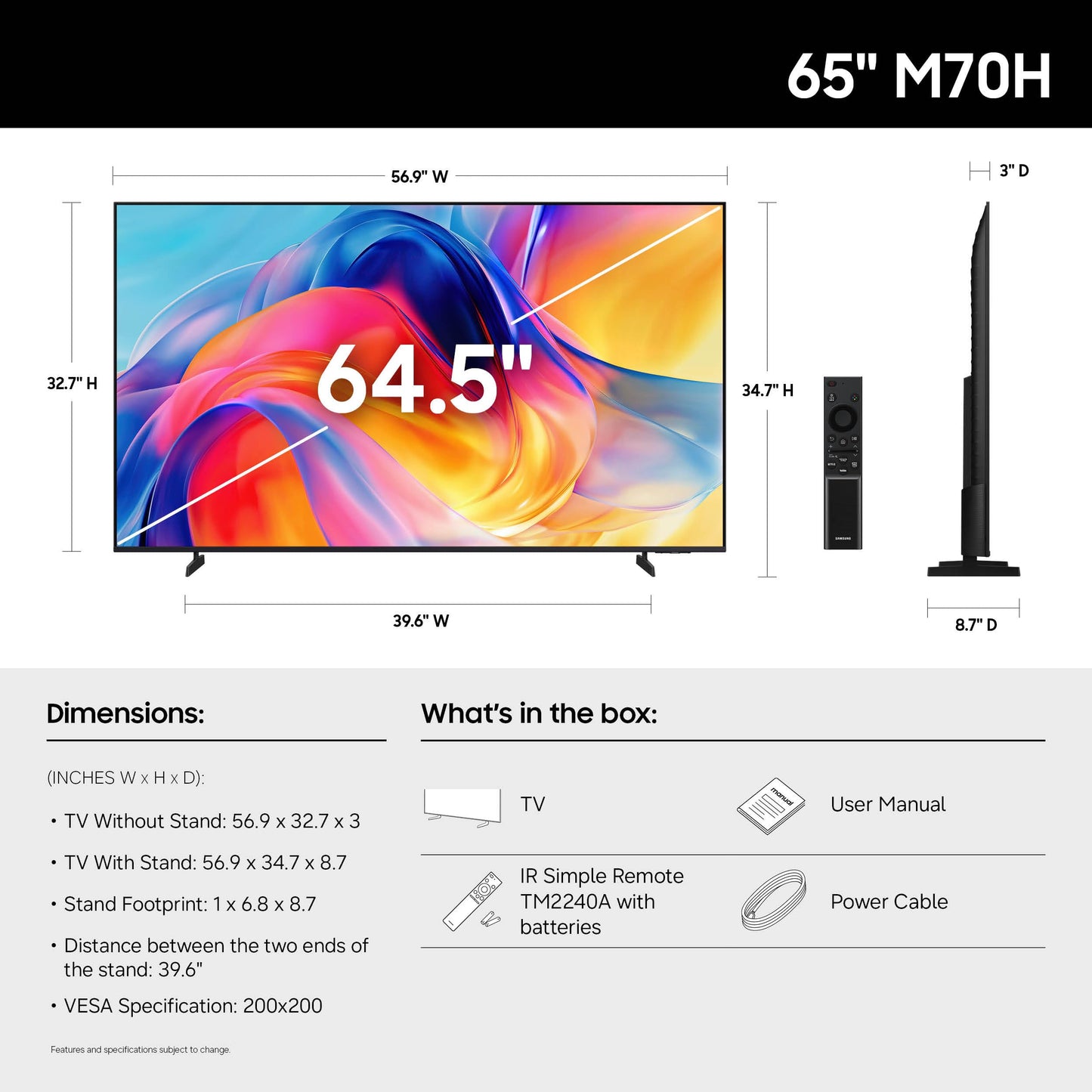 Samsung M70H 65-in LED TV - UN65M70HAFXZA (2026)