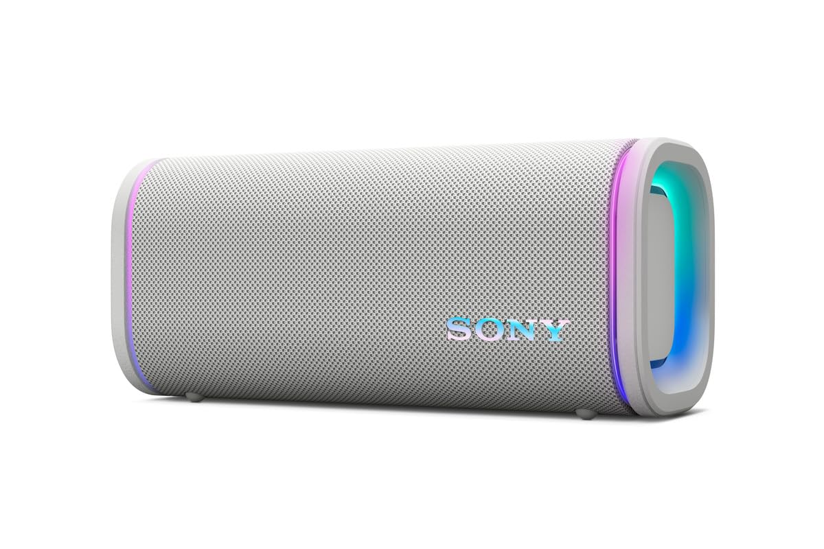 Sony ULT Field 5 Wireless Portable Bluetooth Speaker, Waterproof, 25 Hour Battery, 360° Party Light, and Shoulder Strap (SRSULT50W), Off White