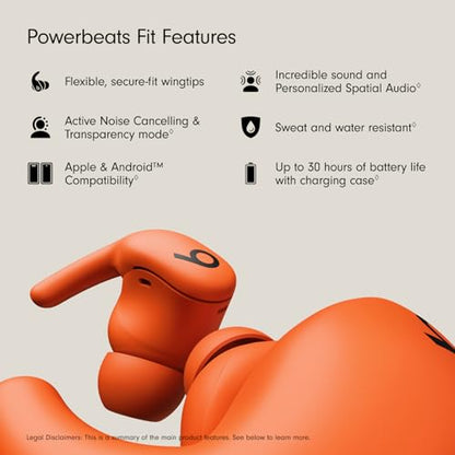(Open Box) Beats Powerbeats Fit - Wireless Noise-Cancelling Workout Earbuds with Ultimate Secure Fit - Spark Orange