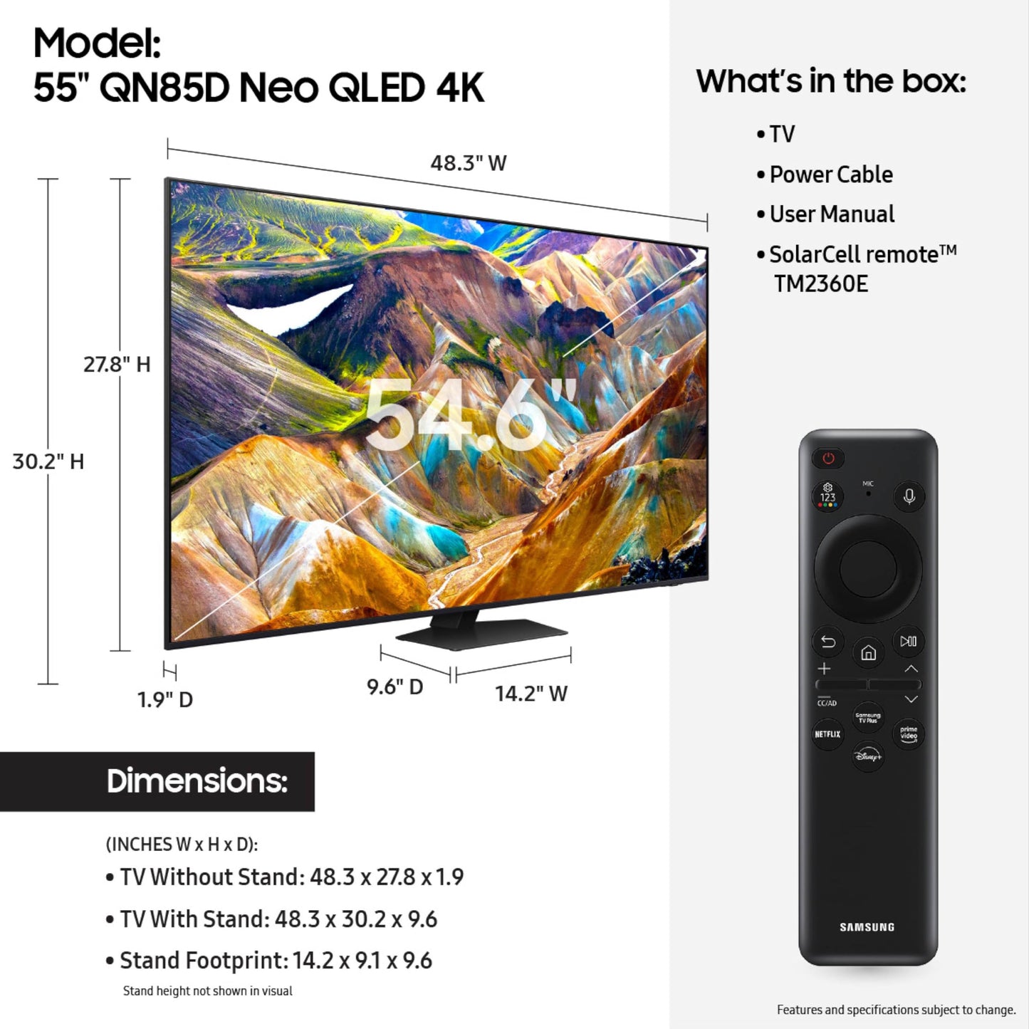 Samsung 55-in QN85D Neo QLED 4K Smart TV - QN55QN85DBFXZA (2024)