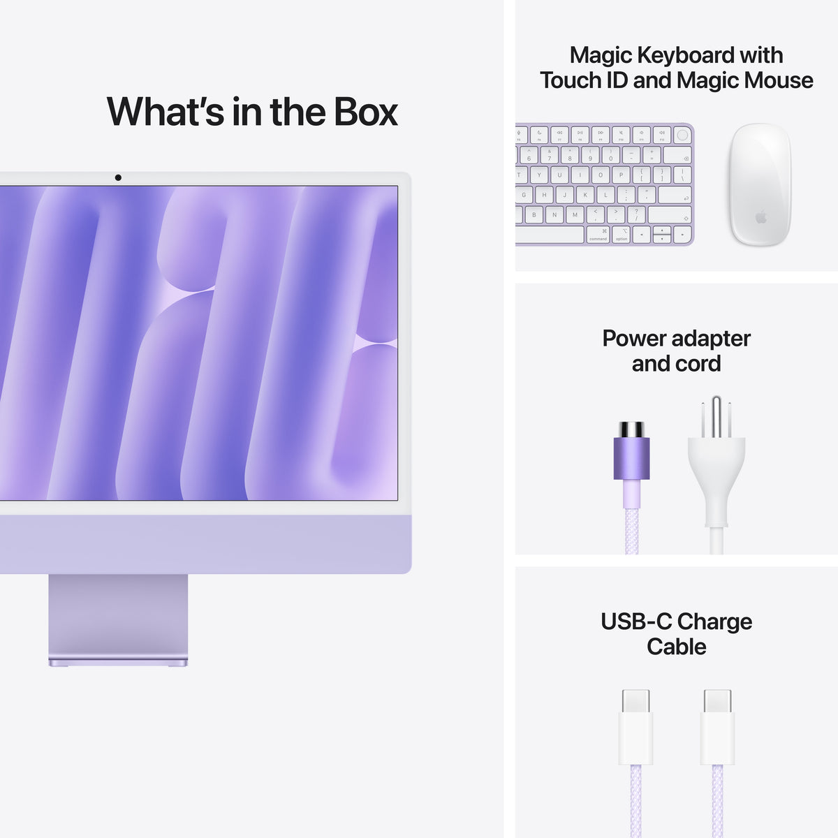 Apple 24-inch iMac with Retina 4.5K display: M6 chip with 12-core CPU and 12-core GPU, 16GB, 256GB SSD - Purple - MH1W4LL/A