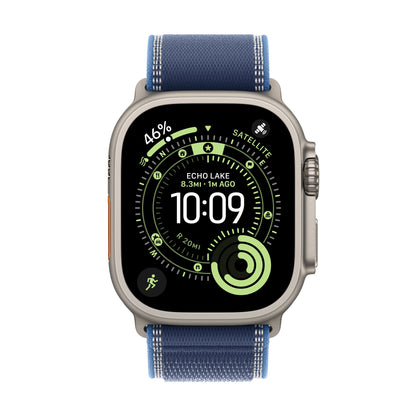 (Open Box) Apple Watch Ultra 3 GPS + Cellular 49mm Natural Titanium Case with Blue/Bright Blue Trail Loop - M/L - MEWU4LW/A - (Fall 2025)