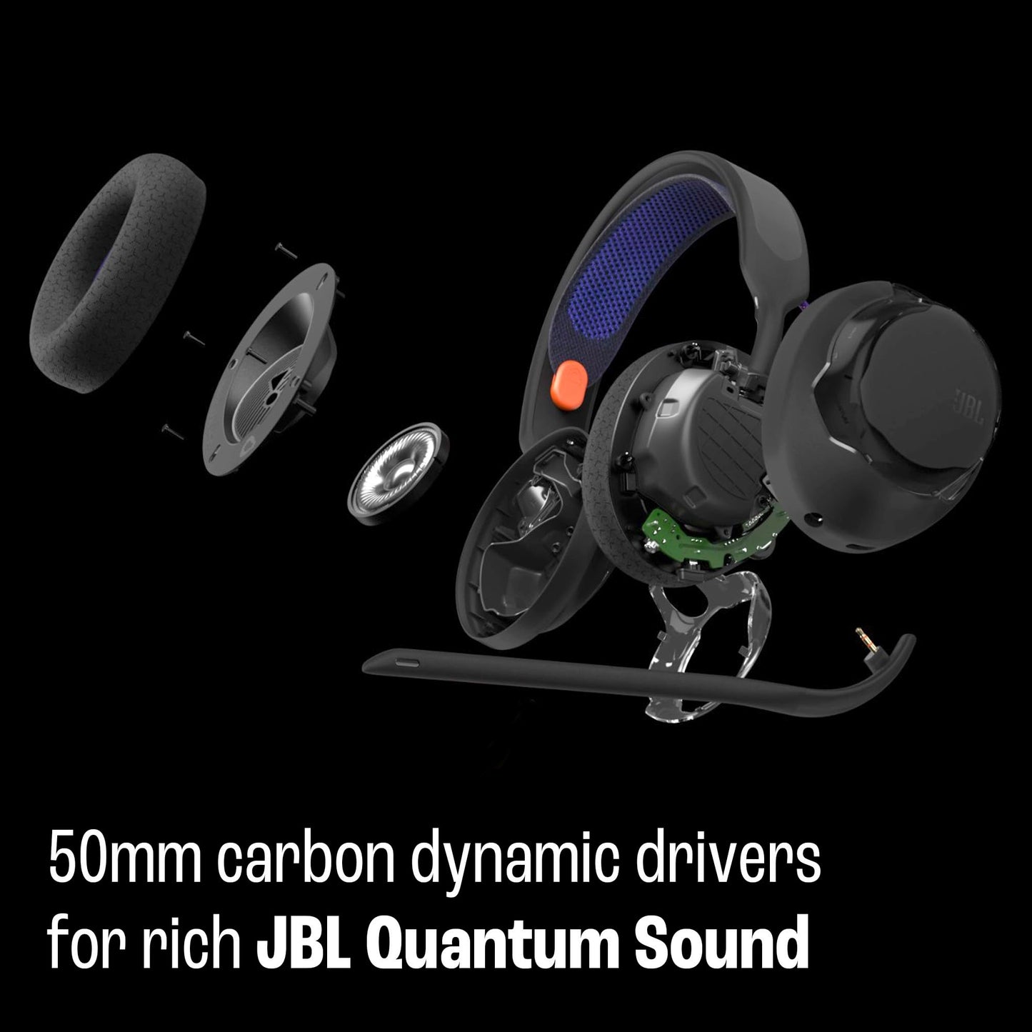 JBL Quantum 250 3.5mm Wired Gaming Headset; Universal, 50mm Drivers - Black