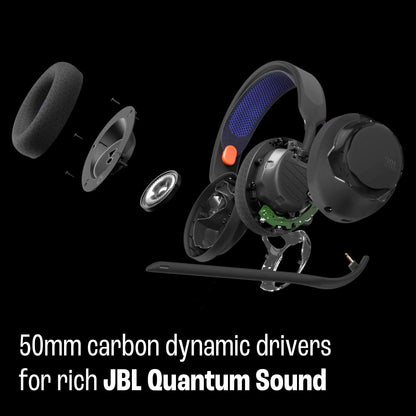 JBL Quantum 250 3.5mm Wired Gaming Headset; Universal, 50mm Drivers - Black