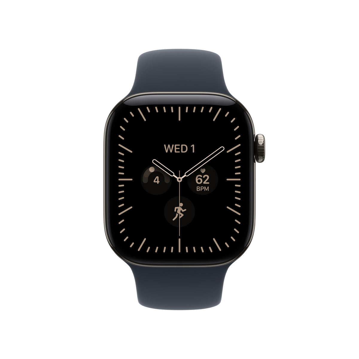 Apple Watch Series 12 GPS + Cellular 42mm Natural Titanium Case with Navy Blue Sport Band - M/L - MJGG4LS/A (2026)