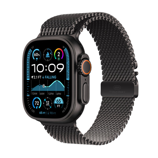 Apple Watch Ultra 2 GPS + Cellular 49mm Black Titanium Case with Black Titanium Milanese Loop - Large - MX5V3LW/A (2024)