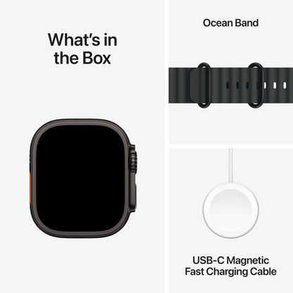 (Open Box) Apple Watch Ultra 2 GPS + Cellular 49mm Black Titanium Case with Black Ocean Band - MX4P3LW/A (2024)