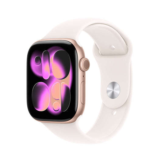 (Open Box) Apple Watch Series 11 GPS + Cellular 46mm Rose Gold Aluminum Case with Light Blush Sport Band - M/L - MFCJ4LW/A - (Fall 2025)