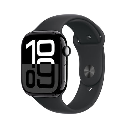 (Open Box) Apple Watch Series 10 GPS + Cellular 46mm Jet Black Aluminum Case with Black Sport Band - M/L - MWY43LW/A (2024)