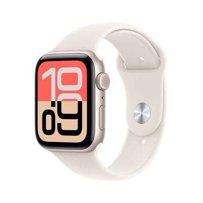 (Open Box) Apple Watch SE 3 GPS + Cellular 44mm Starlight Aluminum Case with Starlight Sport Band - M/L - MEPF4LW/A - (Fall 2025)