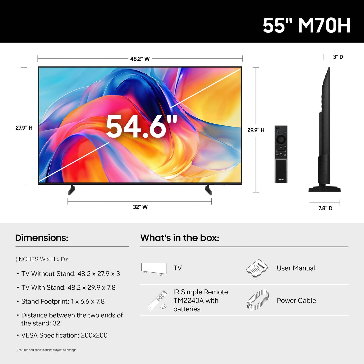 Samsung M70H 55-in LED TV - UN55M70HAFXZA (2026)