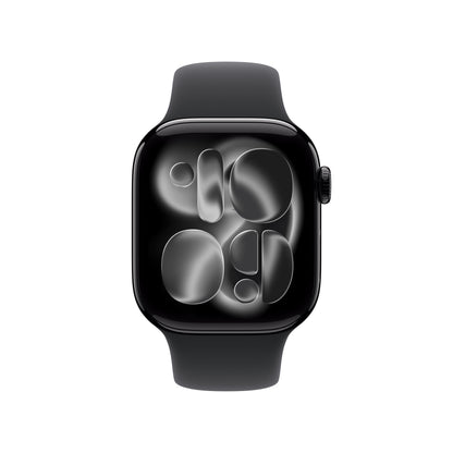 Apple Watch Series 11 GPS + Cellular 42mm Jet Black Aluminum Case with Black Sport Band - M/L - MF854LW/A - (Fall 2025)