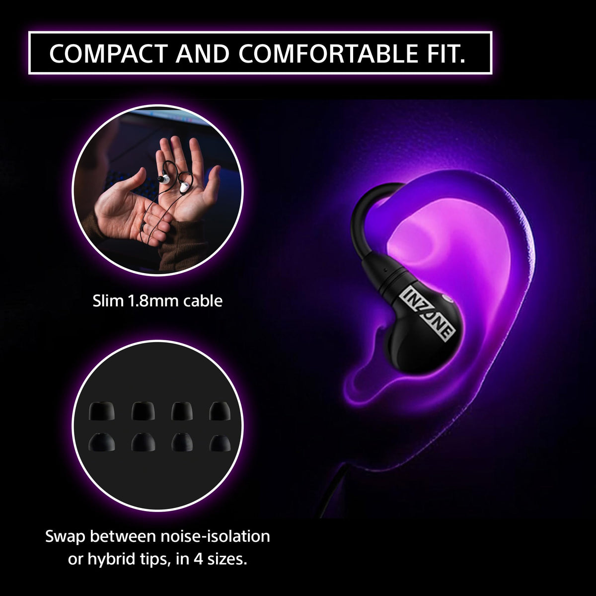 (Open Box) Sony INZONE E9 Wired in-Ear Monitor for Gaming, 360 Spatial Sound - Black - IERG900B