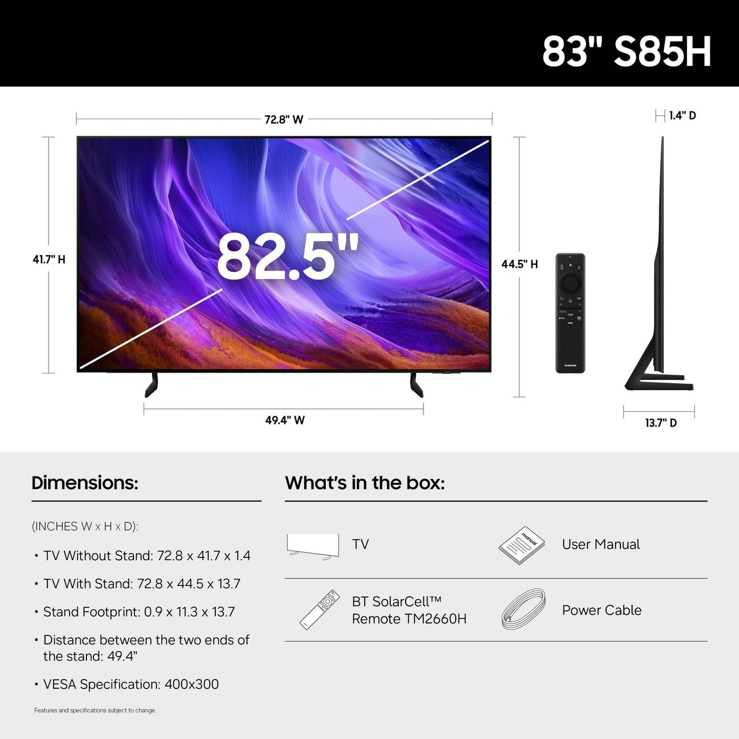 Samsung S85H 83-in OLED TV - QN83S85HAEXZA (2026)