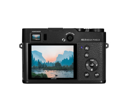 Minolta MND70 Retro 48 MP Autofocus / 5K Ultra HD Dual Lens Digital Camera w/WiFi (Black)