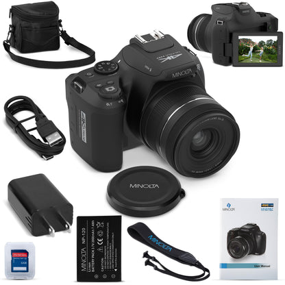 Minolta MNB10Z 64 MP / 4K Ultra HD Bridge Digital Camera w/10x Optical Zoom (Black)