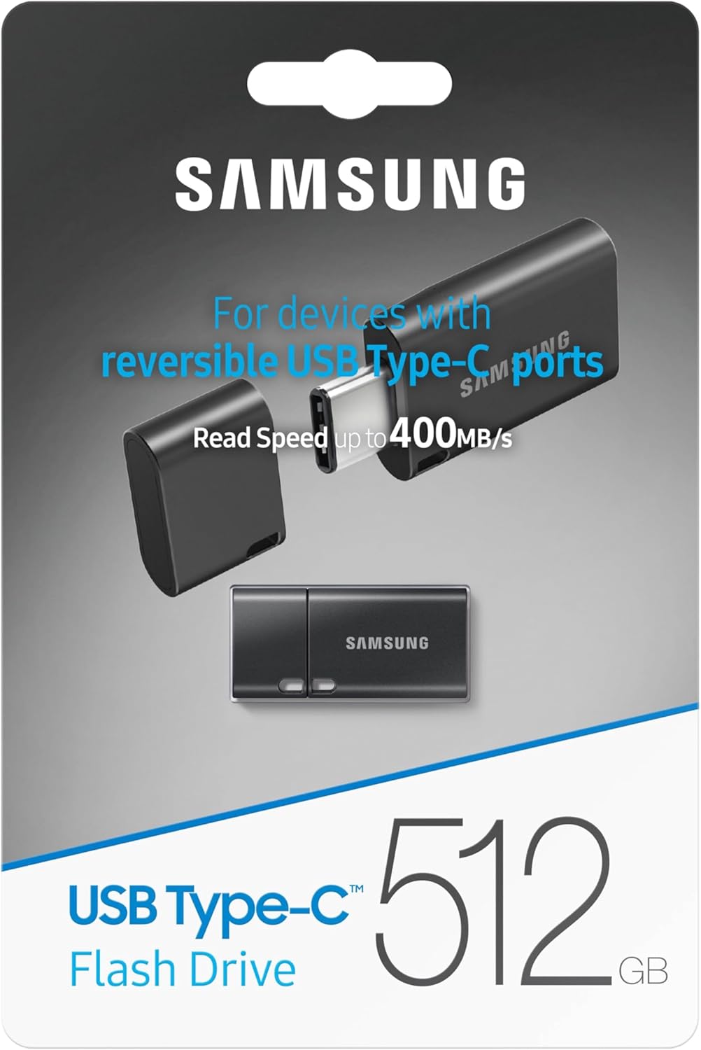 Samsung 512GB USB-C Flash Drive 400MB/s , Waterproof, Gray, MUF-512DA4/AM