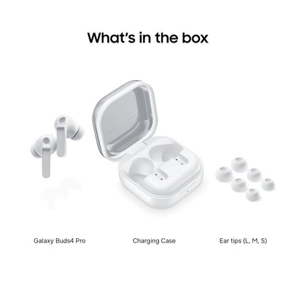(Open Box) Samsung Galaxy Buds4 Pro Bluetooth Wireless Earbud Headphones - White - (US Version SM-R640NZWAXAR)