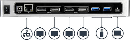 StarTech.com USB-C & USB-A Dock - Dual Monitor 4K 60Hz Dock DisplayPort, HDMI