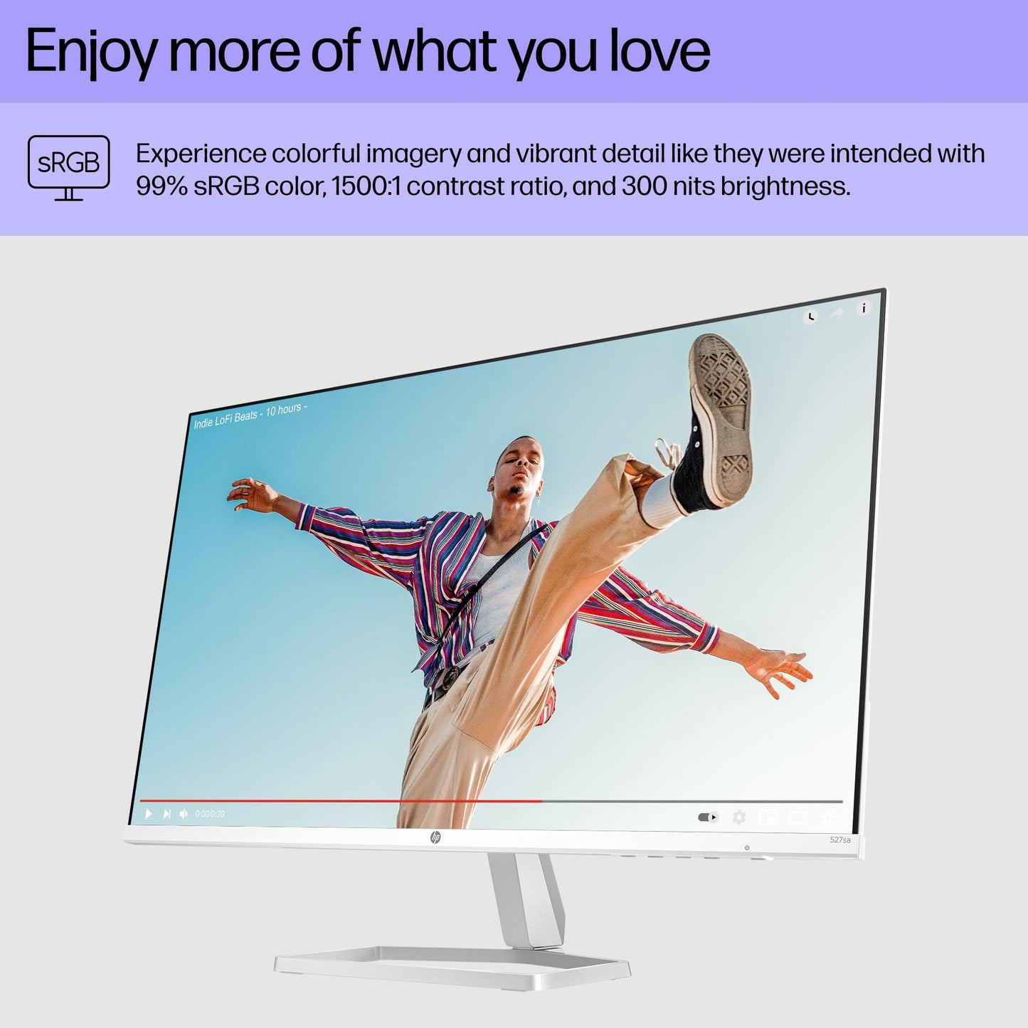 HP Series 5 27-in FHD Computer Monitor, Full HD, IPS Panel, 1500:1 Contrast, 300 nits, Eye Ease with Eyesafe Certification, 527sa