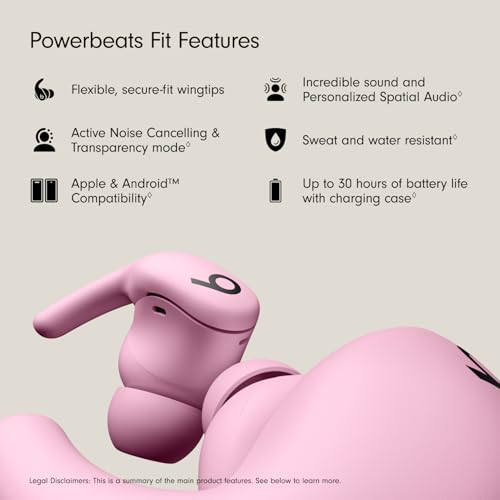 Beats Powerbeats Fit - Wireless Noise-Cancelling Workout Earbuds with Ultimate Secure Fit - Power Pink