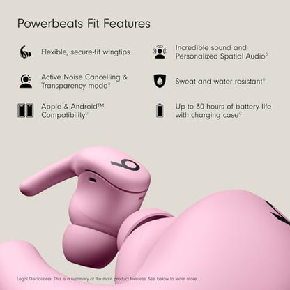 Beats Powerbeats Fit - Wireless Noise-Cancelling Workout Earbuds with Ultimate Secure Fit - Power Pink