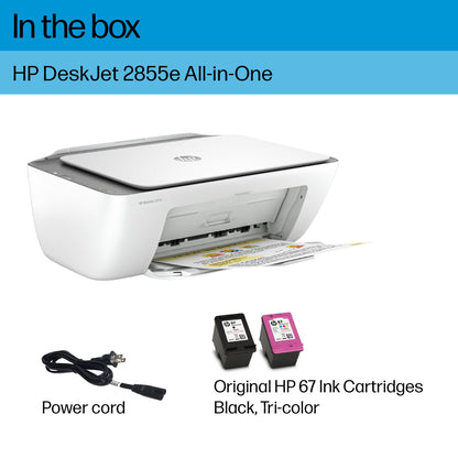 HP DeskJet 2855e Wireless All-in-One Color Inkjet Printer, Scanner, Copier - 588S5A#B1H