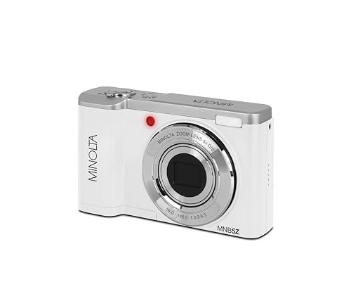 Minolta MNB5Z 48 MP / 5K Ultra HD Dual Lens Digital Camera w/5x Optical Zoom (White)
