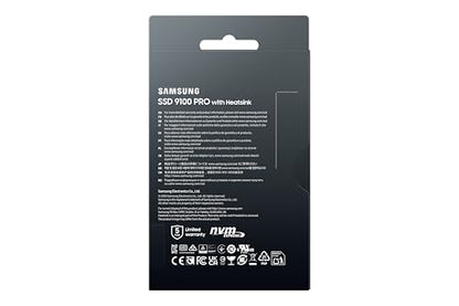 Samsung 1TB 9100 Pro with Heatsink Internal SSD Drive, PCIe 5.0 x4, NVMe 2.0 - MZ-VAP1T0CW