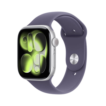 Apple Watch Series 11 GPS + Cellular 46mm Silver Aluminum Case with Purple Fog Sport Band - S/M - MFCP4LW/A - (Fall 2025)