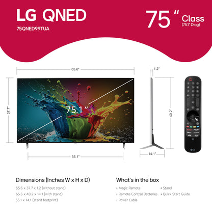 LG 75-in QNED99T Series QNED Mini LED TV 8K - 75QNED99TUA (2024)