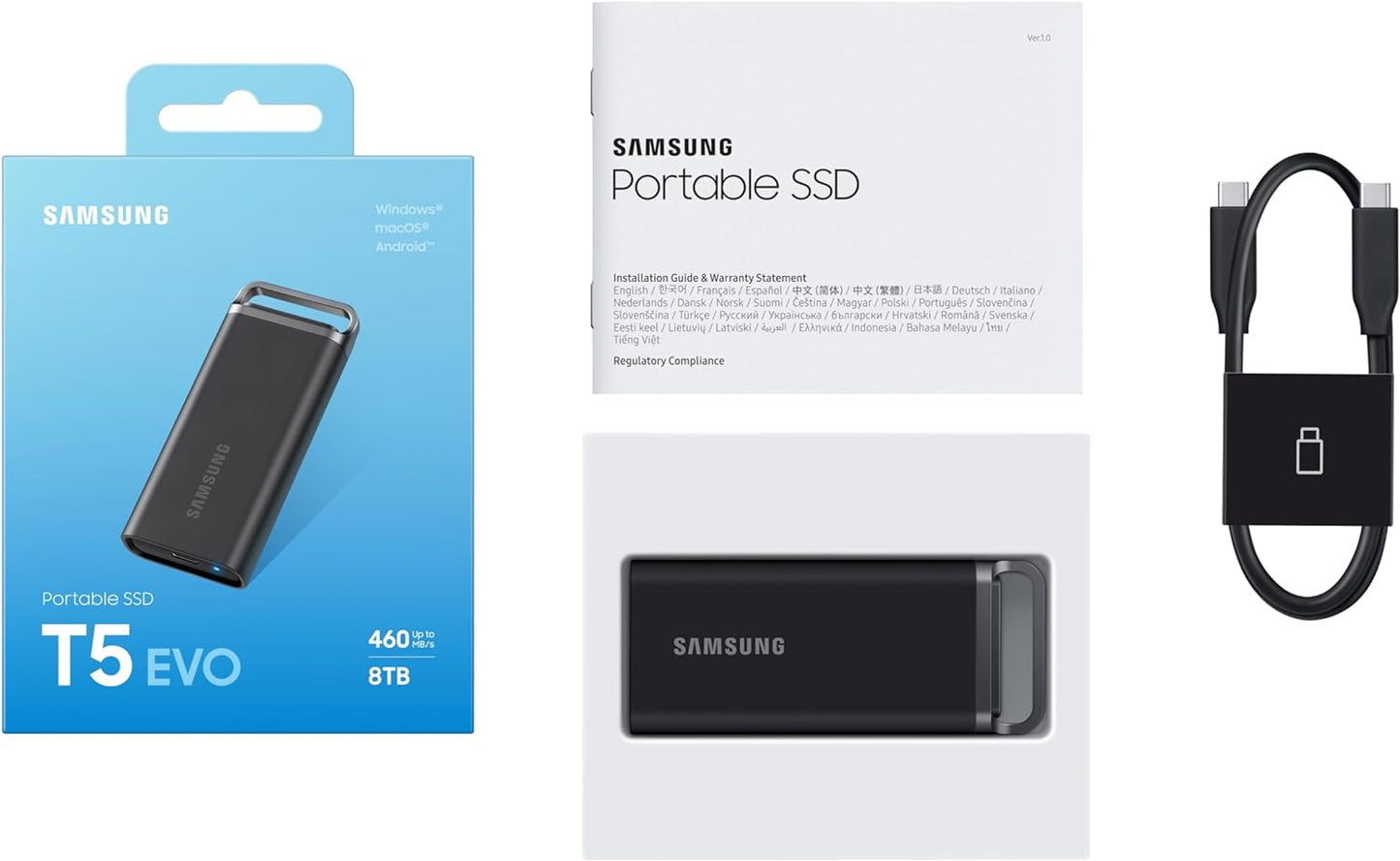 (Open Box) Samsung T5 EVO 8TB Portable SSD Drive - MU-PH8T0S/AM