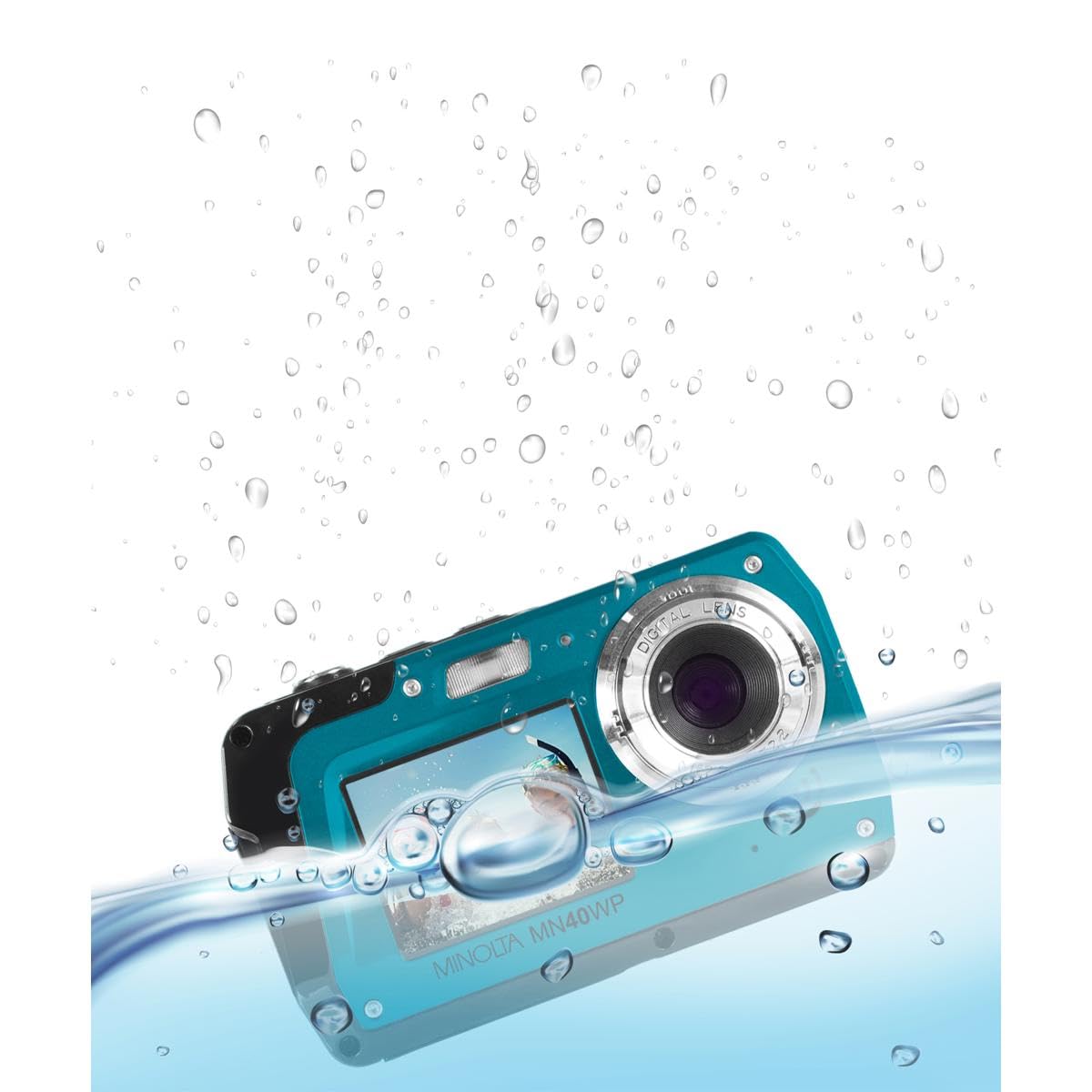 Minolta MN40WP 48 MP / 2.7K Quad HD Waterproof Digital Camera w/Dual LCD (Blue)