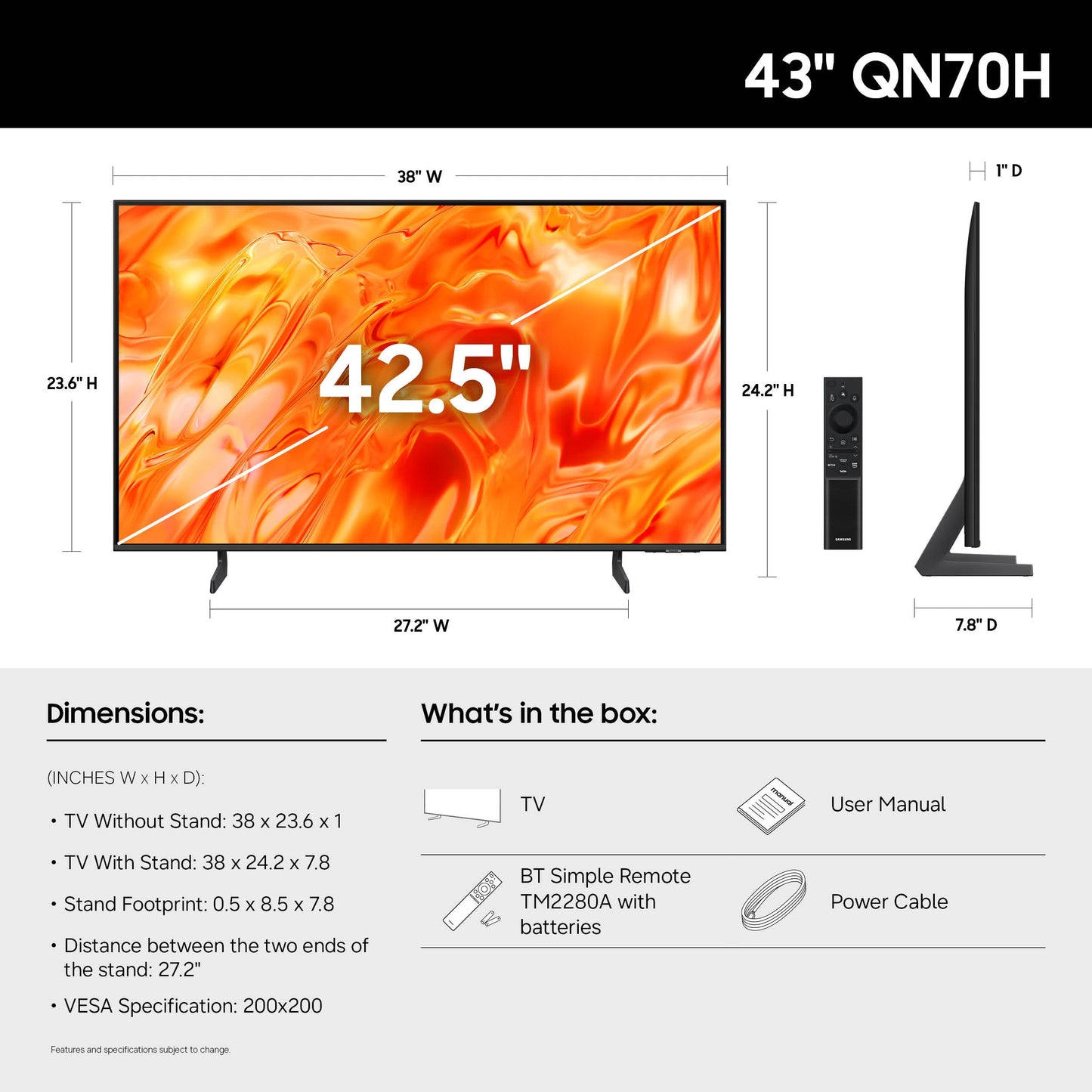 Samsung QN70H 43-in NeoQLED TV - QN43QN70HAFXZA (2026)