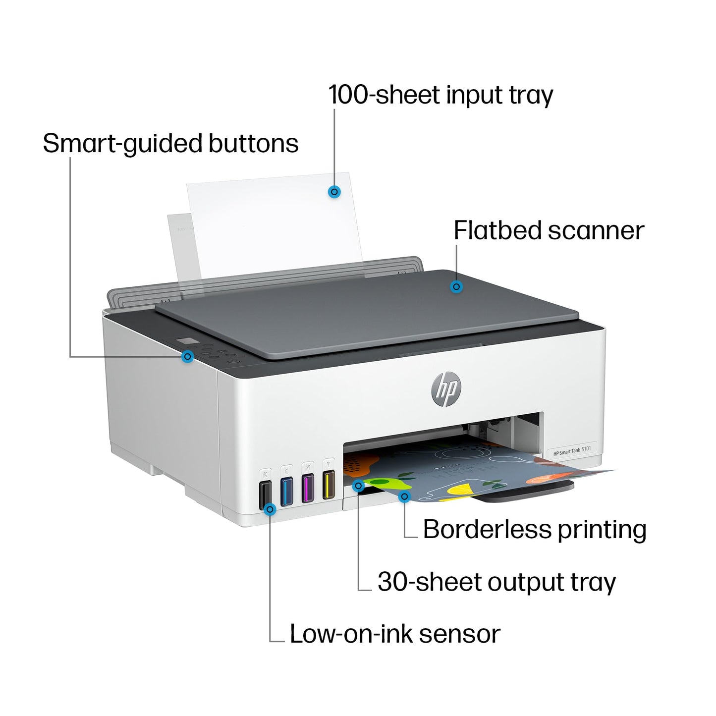 HP Smart Tank 5101 Wireless All-in-One Ink Tank Printer, Scanner, Copier - 1F3Y0A#B1H