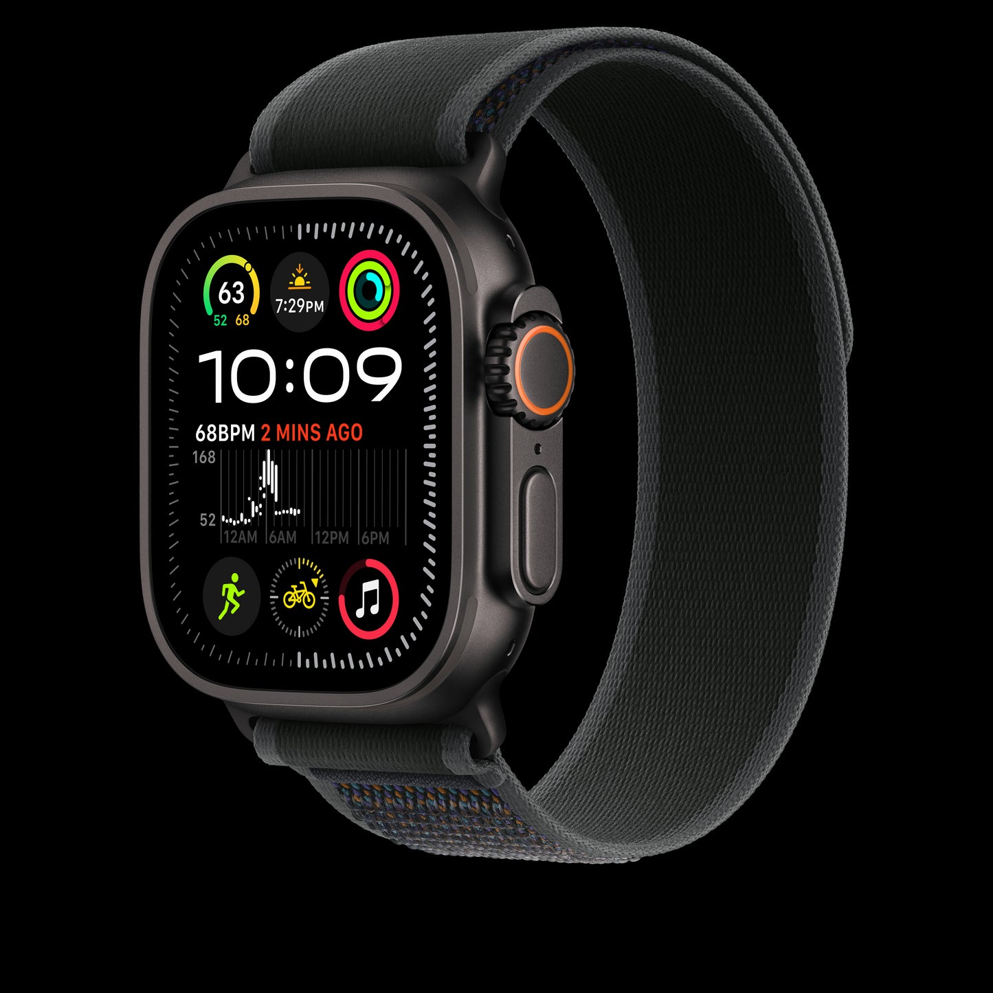 Apple 49mm Black Trail Loop - S/M - Black Titanium Finish - MYQ53AM/A (2024)