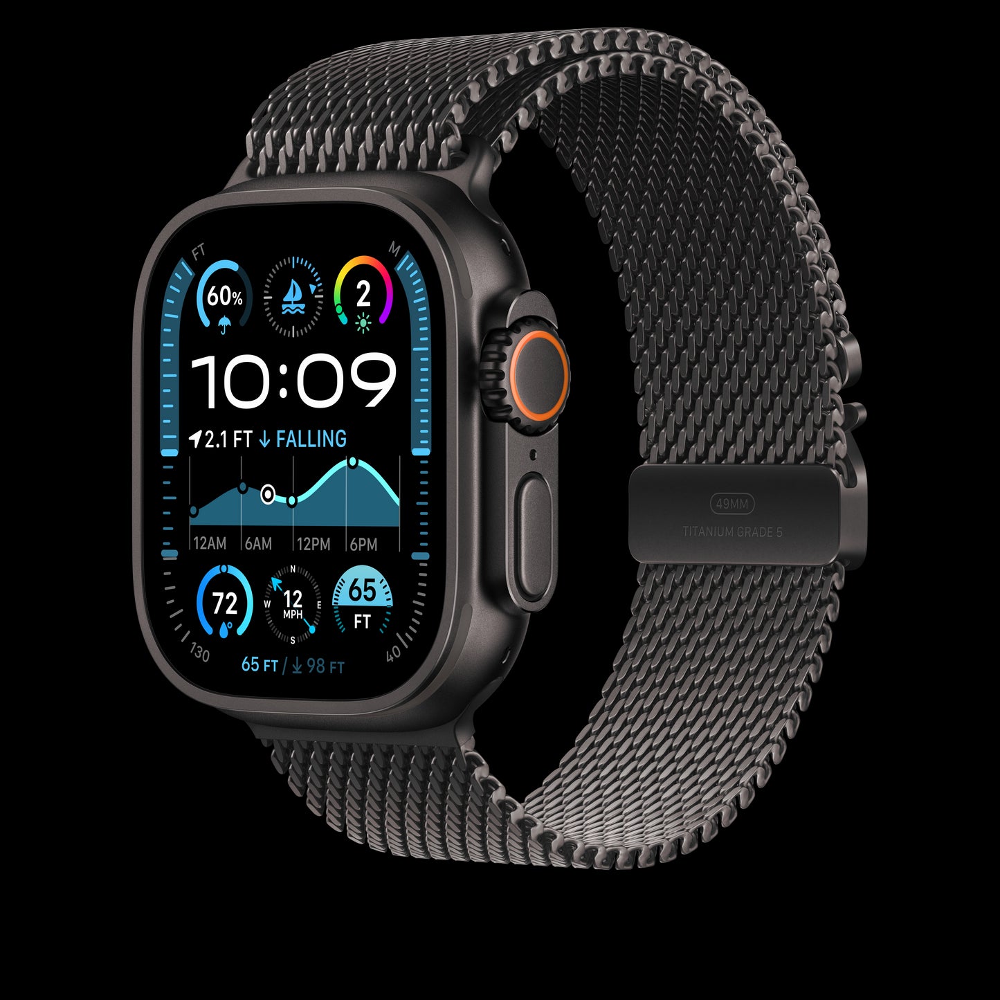 Apple 49mm Black Titanium Milanese Loop - Medium - MXKG3AM/A (2024)